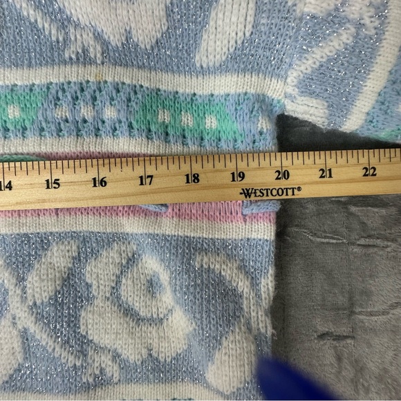 VTG 80s 90s Rose Textured 3D Knit Sweater Wms M NO SIZE TAG USA Pastel Glitter - Picture 8 of 14